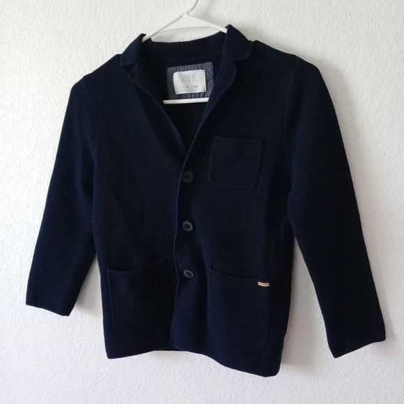 Zara Kid Boy Knit Sweater / Cardigan dark navy size 9 ~ 134cm - Picture 1 of 11